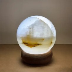 تصویر آباژور گوی مرمر طرح گوی (کد P505) | تلفیق نور ملایم و سنگ اصیل 