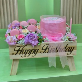 تصویر باکس گل و کیک happy birthday | کد: ZNB-OML 