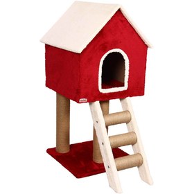 تصویر اسکرچر و لانه گربه برند کدیپک مدل کلبه Kedipek Cat Scratcher Cottage Model