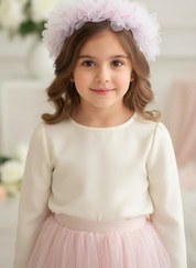 تصویر تل تاج مو دخترانه با گلهای حریر وکریستال واشک صورتی 