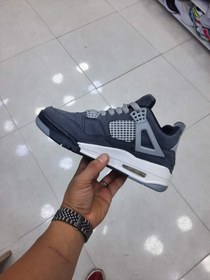 تصویر کتانی ساقدار مردانه طوسی مشکی Nike air jordan 4 مدل 5928 