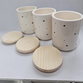 تصویر بانکه سرامیکی ۳ عددی بزرگ مدل قلب و خال 