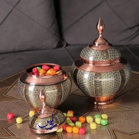 تصویر قندان سیبی 25 خاتم کاری 