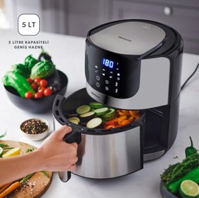 تصویر سرخکن بدون روغن Homend ترکیه مدل Airfryday 2502h Homend Airfryday 2502h 8 Farklı Program, Dokunmatik Ekran, 5l Airfryer