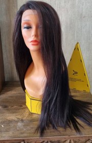 تصویر کلاه گیس بلند زنانه مشکی پر کلاغی الیاف درجه یک (کد:4028) Women's fiber wig (code:4028)