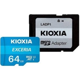 تصویر کارت حافظه microSDXC کیوکسیا EXCERIA کلاس 10 سرعت 100MBps ظرفیت 64 گیگابایت همراه با آداپتور SD 