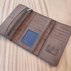 تصویر کیف پول چرم طبیعی به همراه جیب موبایل 3 لت 