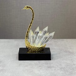 تصویر قو‌ دکوراتیو وارداتی کریستال شفاف سایز ۲ 