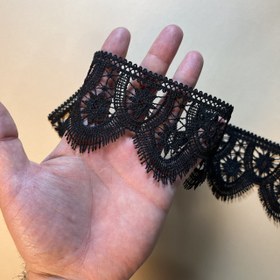 تصویر گیپور طرح بیضی - سفید/مشکی - کد XG-161 