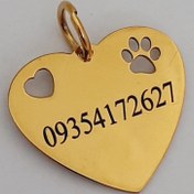 تصویر خرید پلاک قلاده گردنبند پت (گربه ،سگ...) شکل قلب با متن دلخواه - طلایی Pet necklace