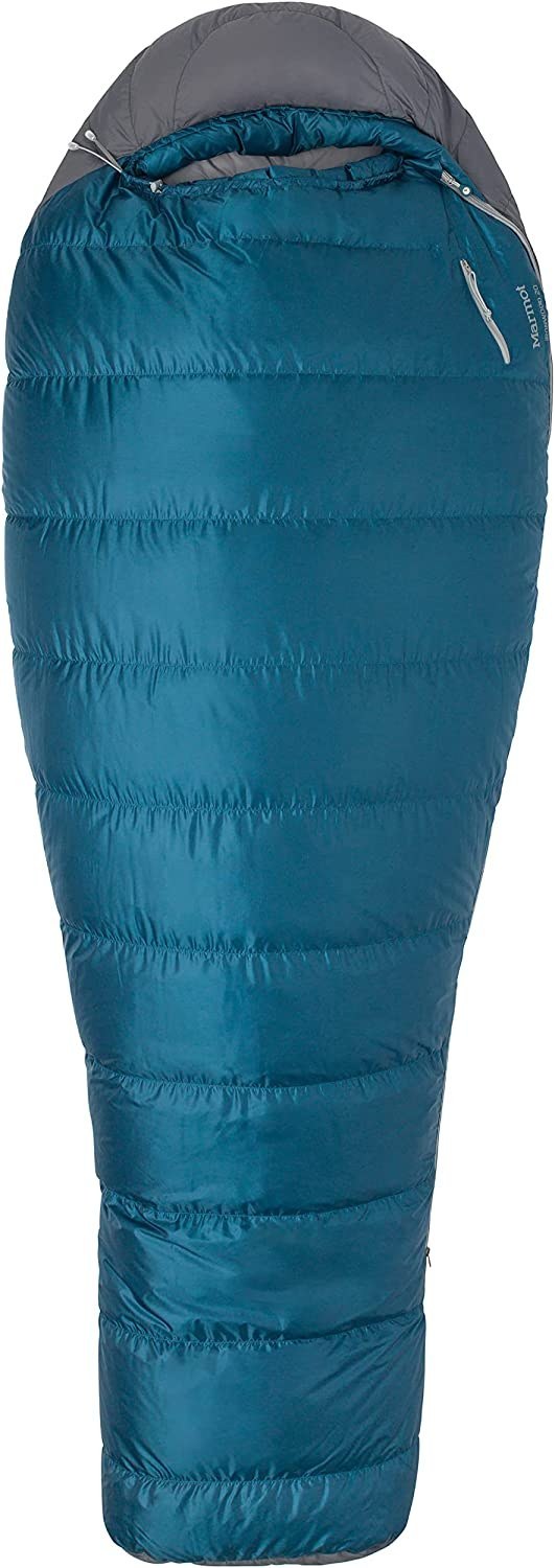 خرید و قیمت کیسه خواب Outdoor Vitals ا Outdoor Vitals Summit Sleeping Bag  800+ Fill Power Starting Under 2lbs Ultralight Backpacking Mummy Down  Sleeping Bag for Lightweight Hiking & Camping Charcoal/Blue 15F