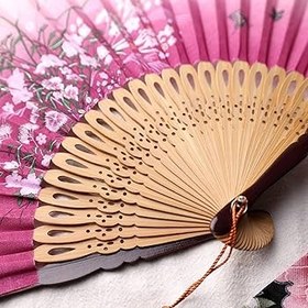 تصویر بادبزن چوبی طرح گل AX 