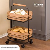 تصویر جا پیازی فلزی 2 طبقه دسته چوبی لیمون 