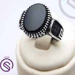 تصویر انگشتر نقره عقیق سیاه مردانه مدل رامتین کد 62426 Silver ring with black onyx for men, Ramtin model