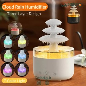 تصویر بخور و چراغ خواب بارانی سه طبقه Three -Layer Rain Cloud Humidifier Water Drip