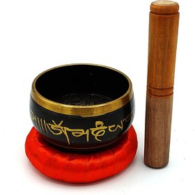 تصویر کاسه تبتی مشکی طلایی 10cm 