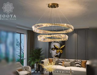 تصویر لوستر مدرن سقفی فلزی ۲ لامپ با ریموت 