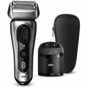 تصویر ماشین اصلاح مردانه سری 8 براون مدل 8467cc با پایه شارژ و شستشو ا Braun Electric Razor for Men, Series 8 8467cc 