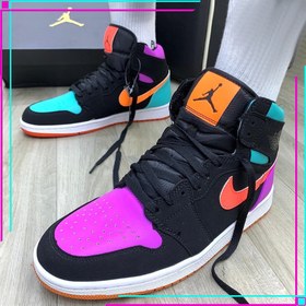 تصویر نایک ایر جردن ۱ ساقدار آبنبات رنگی Nike air jordan 1 mid candy 