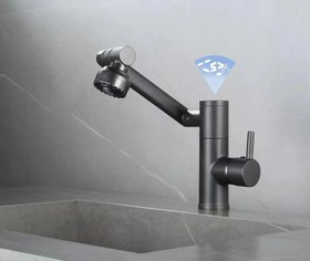 تصویر شیر روشویی 2 حالته 360 درجه تلسکوپی نمایشگردار - دودی Multi-mode 360 ​​degree telescopic faucet with screen - Haisheng brand