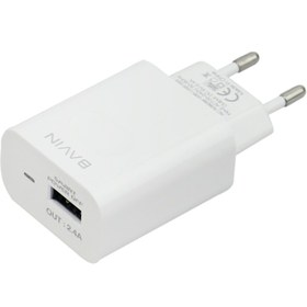 تصویر شارژر دیواری Bavin PC318Y 2.4A + کابل آیفونی Bavin PC318Y 2.4A Wall Charger With Lightning Cable