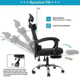 تصویر ZUIHAO Ergonomic Office Chair or Gaming ChairPU Computer Desk Chair for Office and Gaming with Adjustable Headrest and Lumbar Support and FootrestBlack - ارسال 15 الی 20 روز کاری 