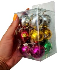 تصویر آویز تزئینی کریسمس مدل گوی بسته ۱۲ عددی - چندرنگ 