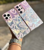 تصویر قاب و کاور گوشی قلب صدفی صورتی هولوگرامی برای آیفون سامسونگ شیائومی 