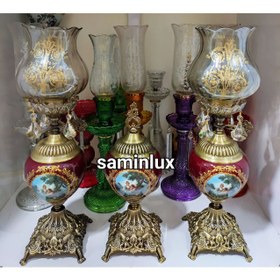 تصویر ست چراغ شمعدان آبکاری آنتیک 