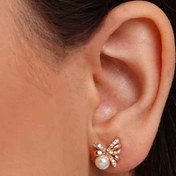 تصویر گوشواره ژوپینگ مروارید دار کد 608951 گوشواره xuping مروارید دار طلایی کد 608951