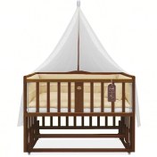 تصویر تخت کنار مادر چوبی سلیکا وود Solika wood مدل ساینا 120 رنگ فندقی 