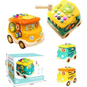 تصویر اتوبوس موزیکال چند کاره طرح حیوانات جنگل اسباب بازی 