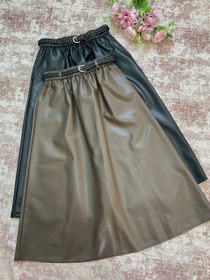 تصویر دامن چرم وارداتی شیک سری جدید در چهار رنگ (۲) ۲۵۰۷ - زیتونی 