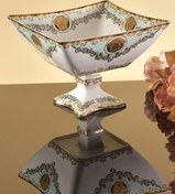 تصویر میوه خوری چینی مربع پایه دار بزرگ رزنتال فیروزه ایی از برند باواریا 