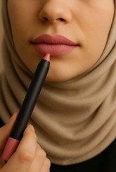 تصویر رژ لب مدادی گیاهی رنگ صورتی فانتزی 