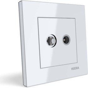 تصویر پریز آنتن مرکزی ویرا مدل ساده سفید Veera Switch And Sockets White