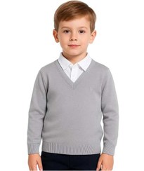 تصویر پلیور پسرانه طوسی مرینو Merino کد 1772 