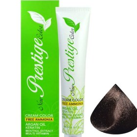 تصویر رنگ مو قهوه ای کاکائویی تیره شماره 4.53 بدون آمونیاک پرستیژ حجم 100 میلی لیتر 