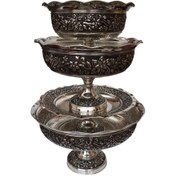 تصویر ست پذیرایی مسی گلبرگ لب چین با روکش کروم 