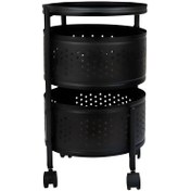 تصویر سبد سیب زمینی و پیاز ساین مدل گرد دو طبقه چرخ دار مبلمونسرا مدل 210604 