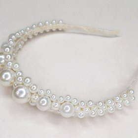 تصویر تاج و تل موی سفید مرواریدی مدل TAJMORV 