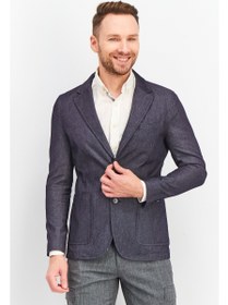 تصویر کت شلواری مردانه با فیت معمولی و بافت دار، آبی الکتریکی برند selected Men Regular Fit Textured Blazers, Electric Blue