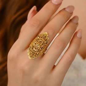 تصویر انگشتر طلایی طرح گل کد AN-A3A 