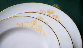 تصویر سرویس چینی زرین 6 نفره غذاخوری کوئین طلایی (28 پارچه) Zarin Iran ItaliaF Queen-Gold 28 Pieces Porcelain Dinnerware Set