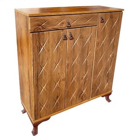 تصویر جاکفشی چوبی مدل ستاره با ۳ درب ملامینه 