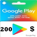 تصویر گیفت کارت 200 دلاری گوگل پلی امریکا Google Play 