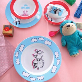 تصویر سرویس چینی زرین 1 نفره کودک بره ناقلا (5 پارچه) Zarin Iran ItaliaF Shunthesheep 5 Pieces Porcelain Kid Dinnerware Set