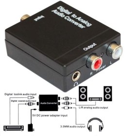 تصویر مبدل صدای دیجیتال به آنالوگ به همراه خروجی AUX Sound Converter Audio Signal To Analog With AUX