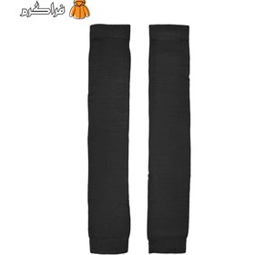 تصویر ست دو تکه پلیور قهوه‌ای و یک جفت ساق‌بند طرح پشم شتر مردانه و زنانه مشکی 