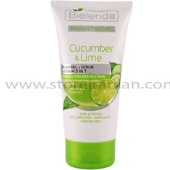 تصویر بیلندا ژل شستشوی خیار و لیمو Bielenda Cucumber And Lime Wash Gel + Scrub + Serum 3 In 1